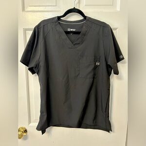 Wonder Wink W123 Scrub Top Men's M Black V-Neck Short Sleeve